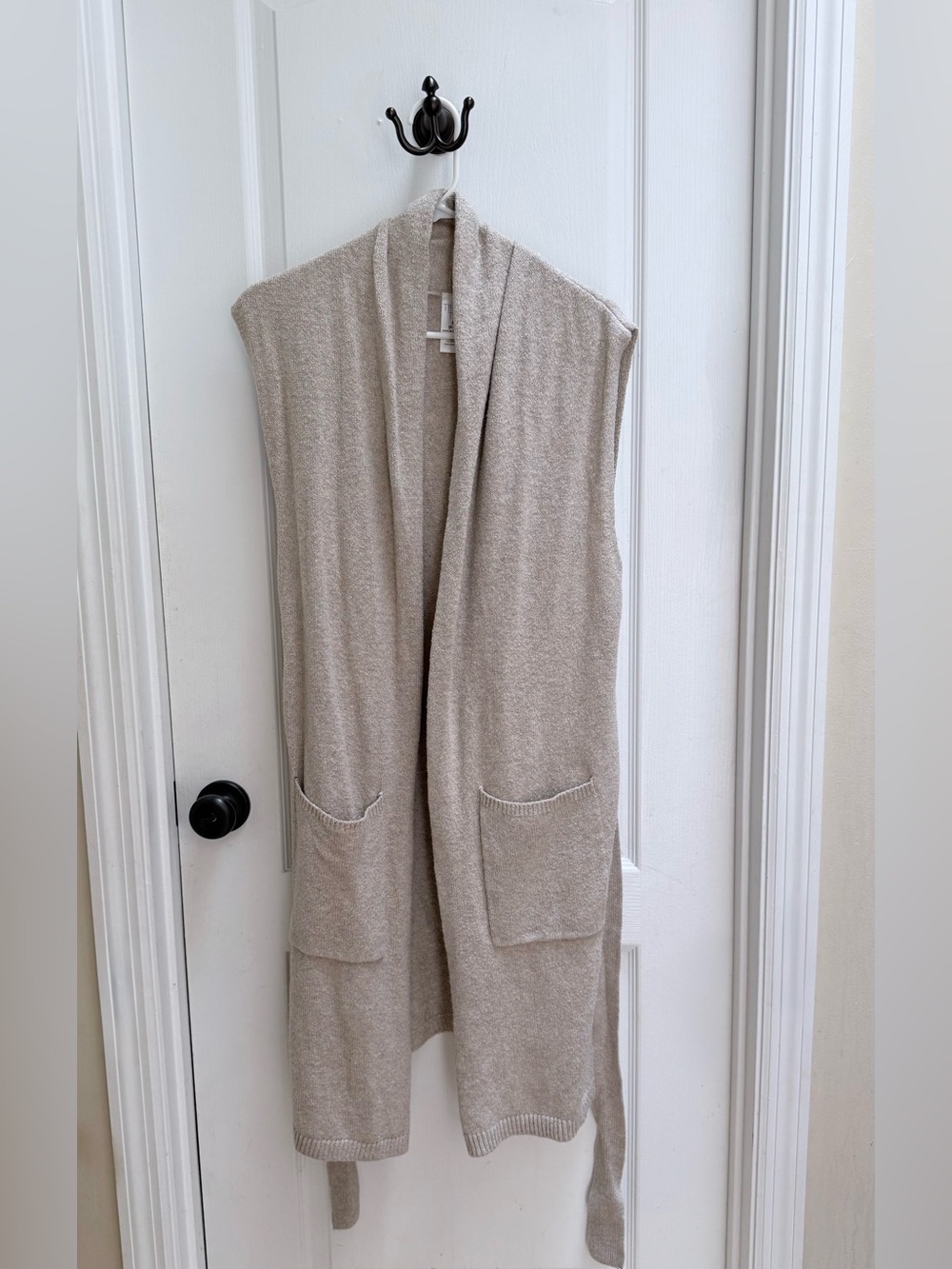 2 for $15 Time and Tru Sleeveless Open Front Long Pocket Sweater Vest - Beige